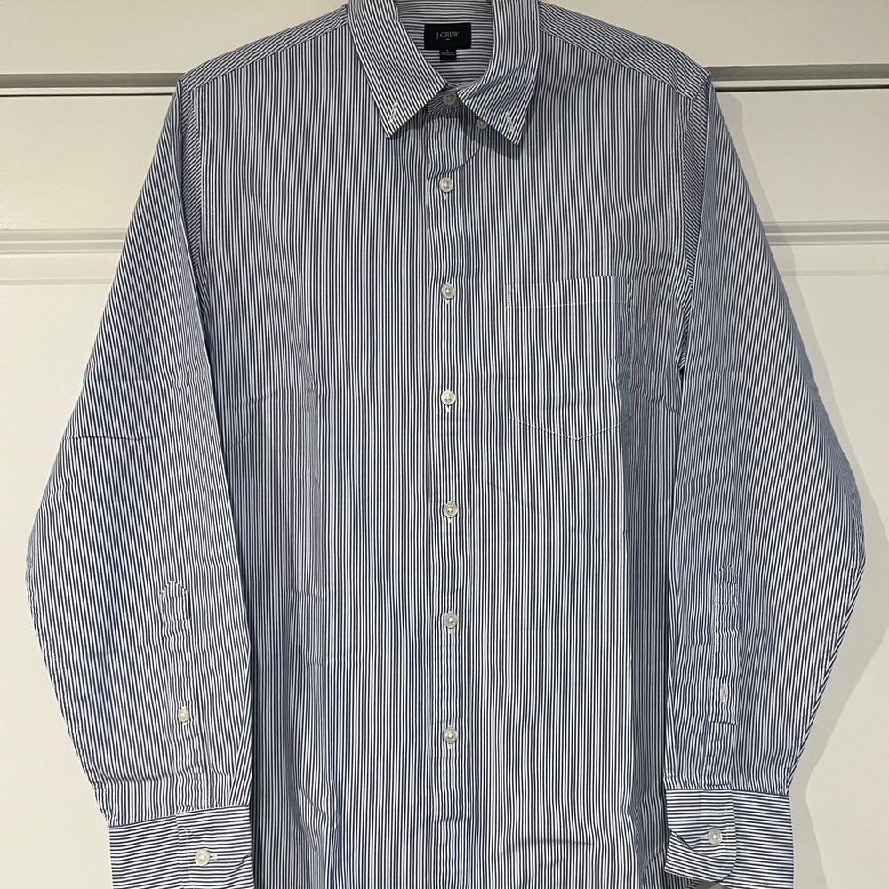J. Crew Men's Navy Pinstripe Dress Shirt